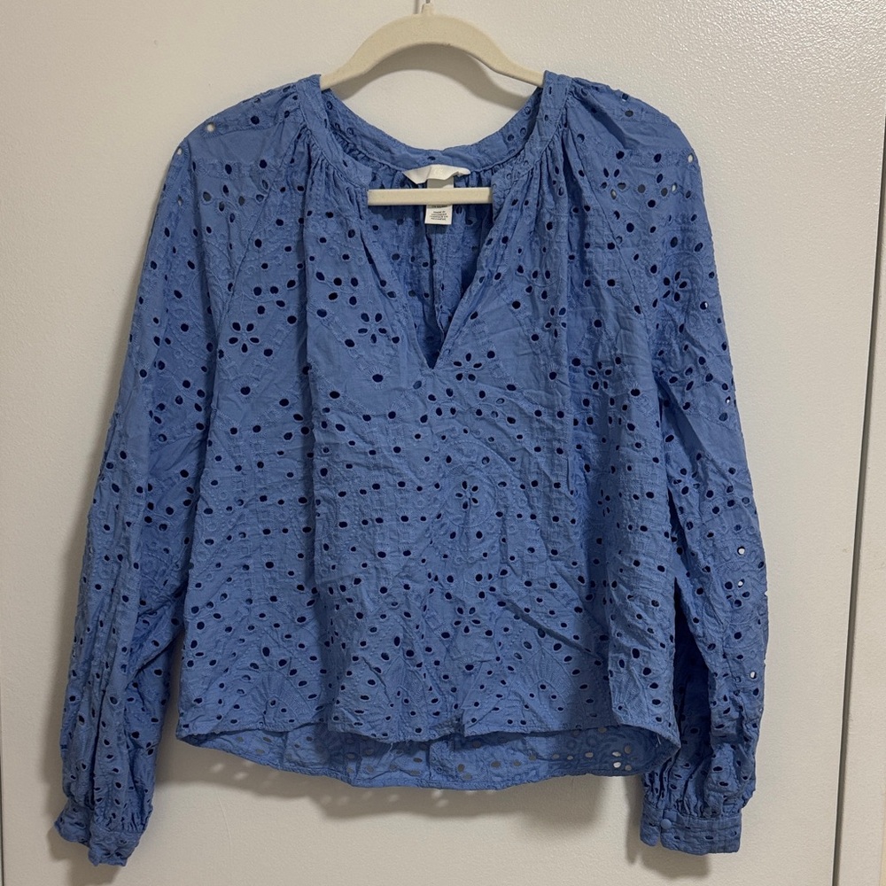 Blue Eyelet Blouse